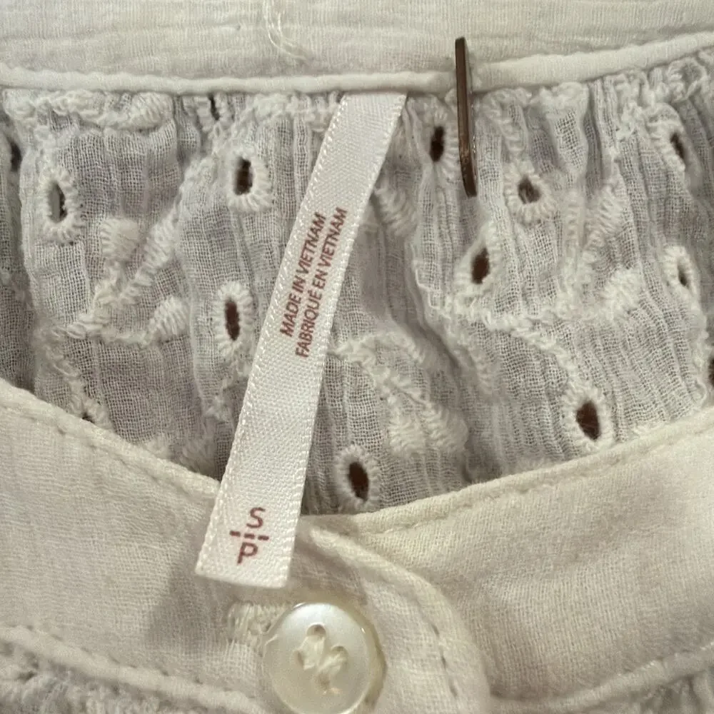 Free People Down From the Clouds Cotton Eyelet Top Off White Women’s Small